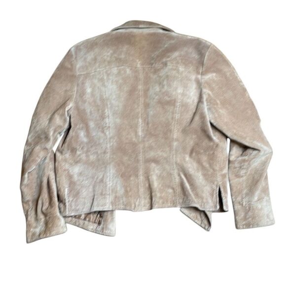 Y2K Vintage Tan Suede Jacket Button Front Large Live a Little - Picture 6 of 8